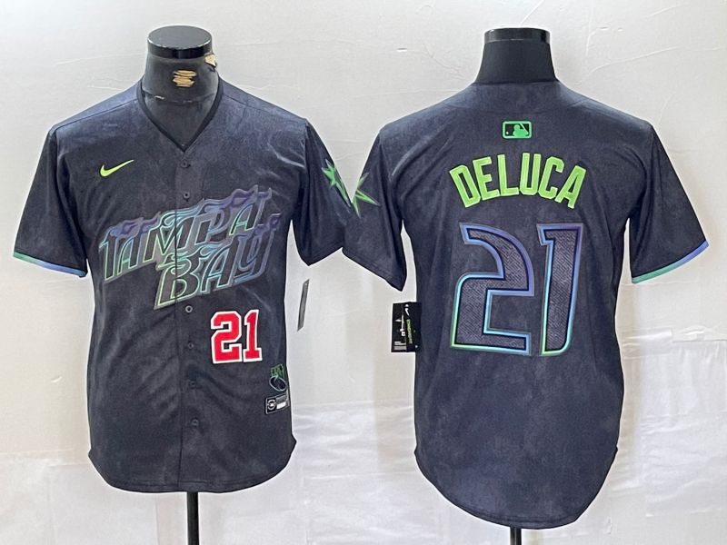 Men Tampa Bay Rays 21 Deluca Black City Edition Nike 2024 MLB Jersey style 3